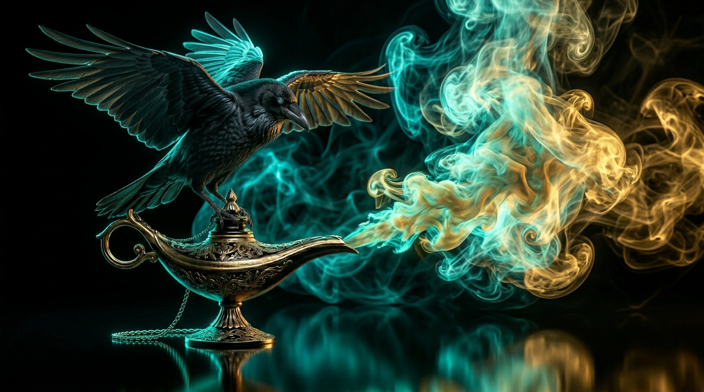 Raven activated — teal and gold